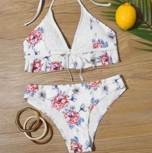 Floral Halter Bikini Swimsuit